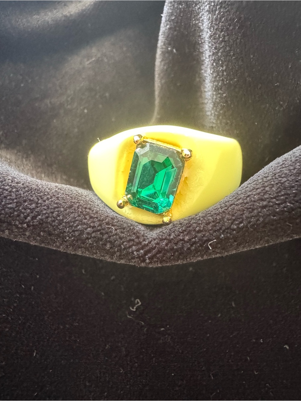 Dalbit New York Lime Green Epoxy CZ Statement Ring Size 8